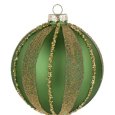 NATALE -PALLINA NATALIZIA IN VETRO VERDE CON DETTAGLI IN ORO 