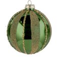 NATALE -PALLINA NATALIZIA IN VETRO VERDE CON DETTAGLI IN ORO 