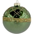 NATALE -PALLINA NATALIZIA IN VETRO VERDE CON DETTAGLI IN ORO 