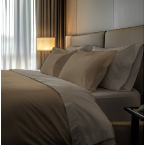 COMPLETO LENZUOLA COPRILETTO PERCALLE BICOLORE 2 PIAZZE - CREMA 