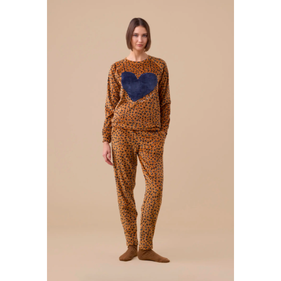 NOI DI NOTTE-Pigiama Donna Ciniglia Felpata - soft touch articolo Animalier FA009289