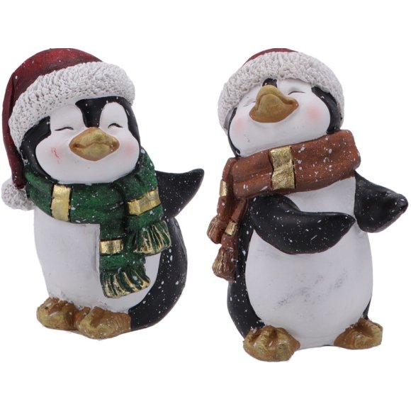 NATALE- PINGUINO IN RESINA 10X7XH14- MODELLI ASSORTITI