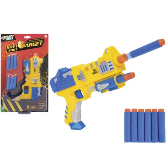 GLOBO PISTOLA CON PROIETTILI SOFFICI 21X36X4CM 5+ ANNI