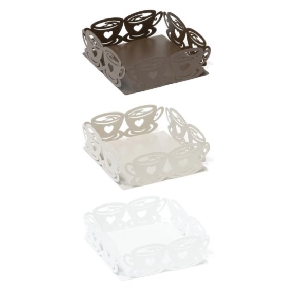 PORTATOVAGLIOLI IN METALLO TAZZINA CAFFE' 17X17XH.5CM - COLORI ASSORTITI