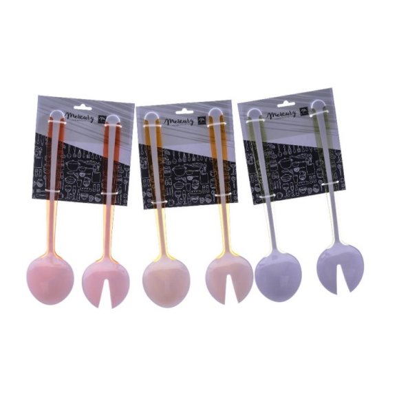 MERCURY POSATE INSALATA POLISTIRENE 2 PEZZI 7,5X30X2 CM - COLORI ASSORTITI 