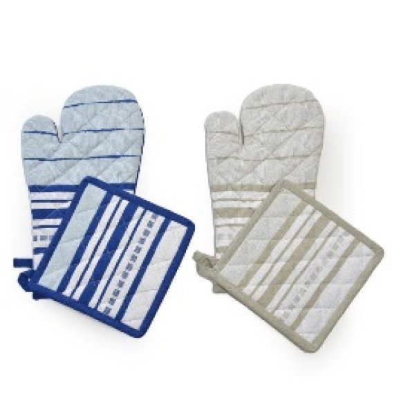 MERCURY PRESINA E GUANTO DA FORNO A RIGHE IN COTONE 18X32 CM - COLORI ASSORTITI 