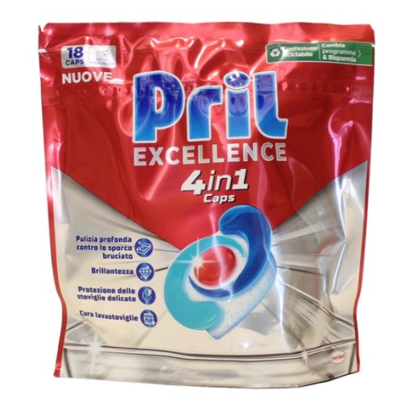 PRIL DETERSIVO LAVASTOVIGLIE EXCELLENCE 4 IN 1 18 CAPS PRIL DETERSIVO LAVASTOVIGLIE EXCELLENCE 4 IN 1 18 CAPS