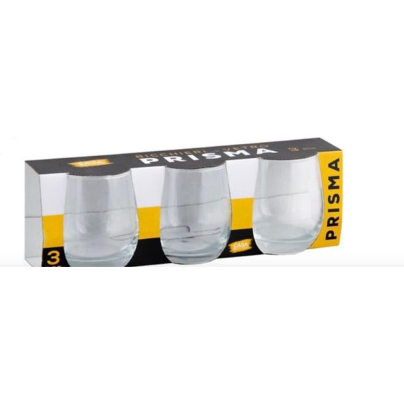 SET 3 BICCHIERI  VETRO PRISMA -  350ML 