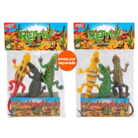  SET 3 RETTILI GIOCATTOLO GLOBO 38464 - FIGURE REALISTICHE W'TOY
