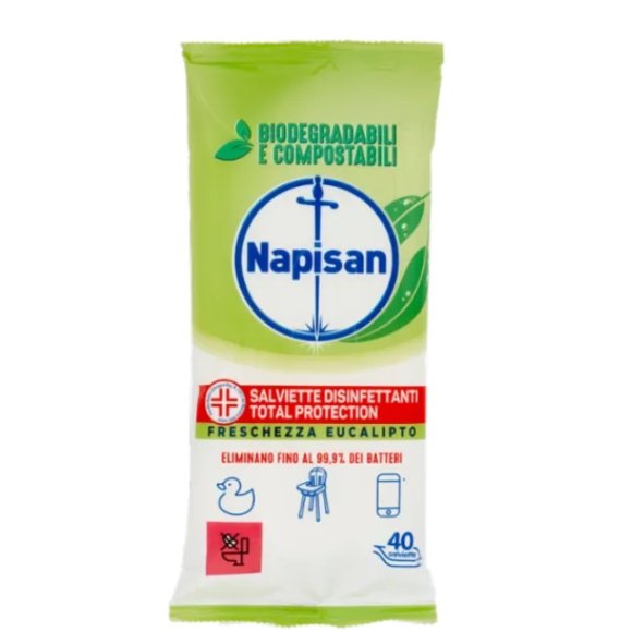 NAPISAN SALVIETTE DISINFETTANTI TOTAL PROTECTION FRESCHEZZA EUCALIPTO 40 PEZZI 