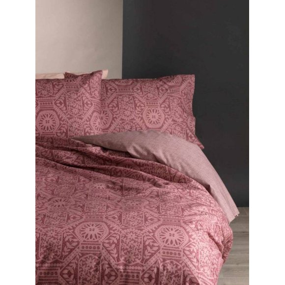 RIVIERA - COPRIPIUMINO COTONE "SARAY" 2 PIAZZE - ROSA ANTICO