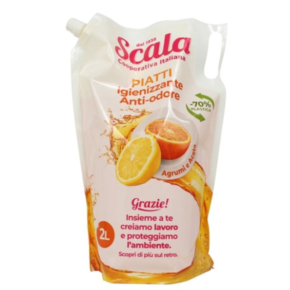 SCALA PIATTI IGINIZZANTE ANTI ODORE AGRUMI e ACETO ECORICARICA BUSTA 2 LT SCALA PIATTI IGINIZZANTE ANTI ODORE AGRUMI e ACETO ECORICARICA BUSTA 2 LT