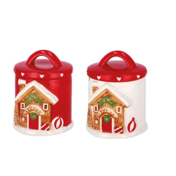 NATALE SCATOLA IN CERAMICA DIAM11XH15 CM COLORI ASSORTITI 