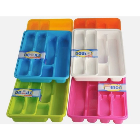 PORTA POSATE DOPPIO 40X31XH7 CM - COLORI ASSORTITI 