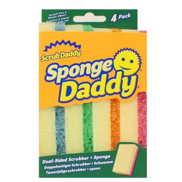 SCRUB DADDY  DADDY SPONGE+SCRUBBER  SPUGNE ANTIGRAFFIO STOVIGLIE - 4 SPONGE