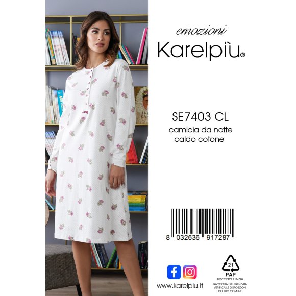 KAREL - CAMICIA DA NOTTE IN CALDO COTONE COD.SE7403CL
