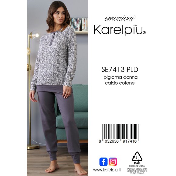KAREL - PIGIAMA DONNA IN CALDO COTONE COD.SE7413PLD