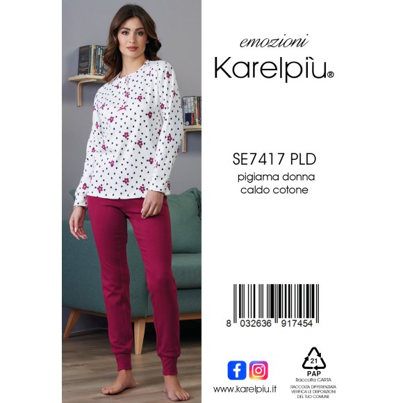 KAREL - PIGIAMA DONNA IN CALDO COTONE COD. SE7417PLD