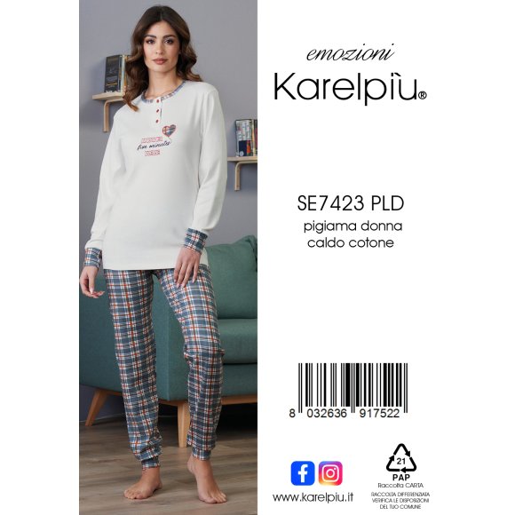 KAREL - PIGIAMA DONNA IN CALDO COTONE COD.SE7423PLD