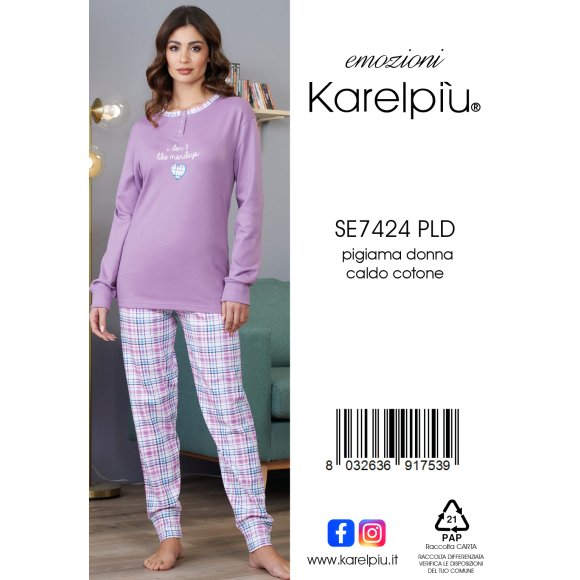 KAREL - PIGIAMA DONNA IN CALDO COTONE COD.SE7424PLD