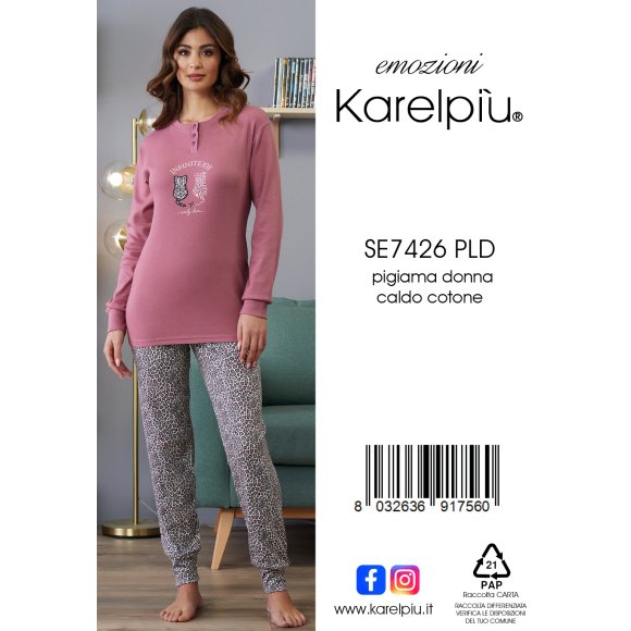 KAREL - PIGIAMA DONNA IN CALDO COTONE COD.SE7426PLD