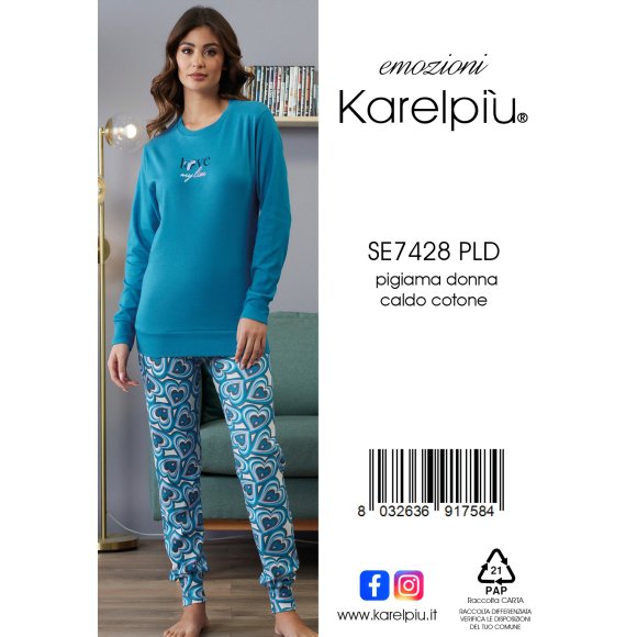 KAREL - PIGIAMA DONNA IN CALDO COTONE COD.SE7428PLD