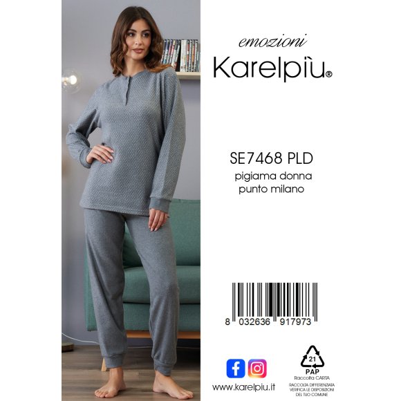 KAREL - PIGIAMA DONNA IN CALDO COTONE COD. SE7468PLD