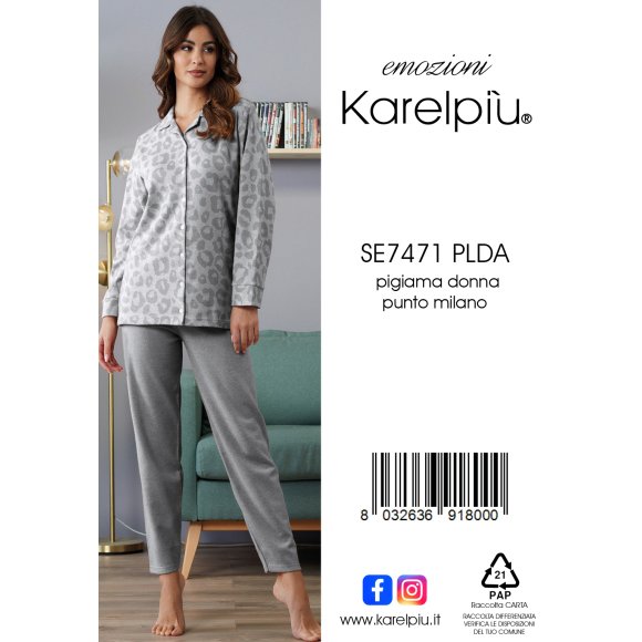 KAREL - PIGIAMA DONNA IN CALDO COTONE COD. SE7471PLDA