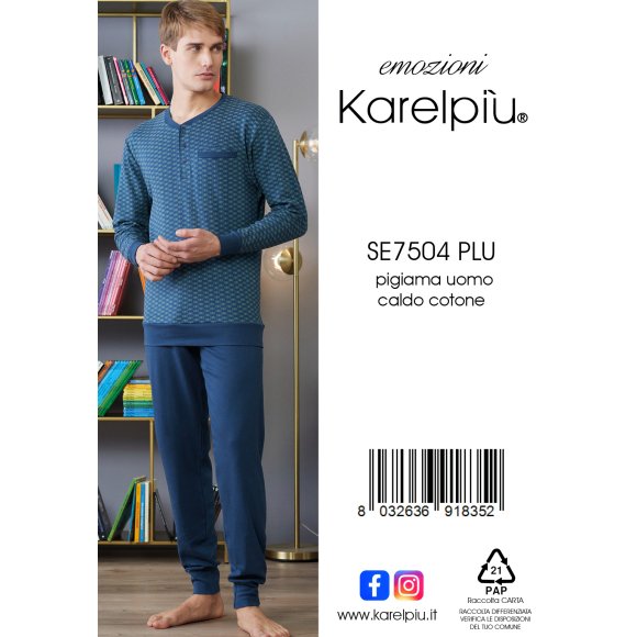 KAREL - PIGIAMA UOMO IN CALDO COTONE COD. SE7504PLU