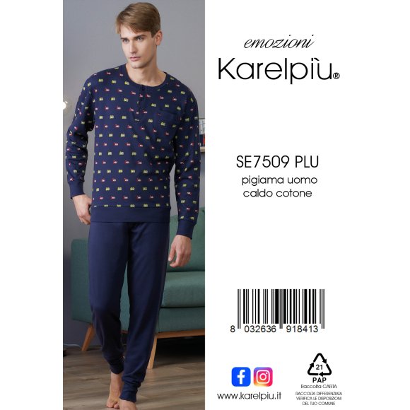 KAREL - PIGIAMA UOMO IN CALDO COTONE COD. SE7509PLU