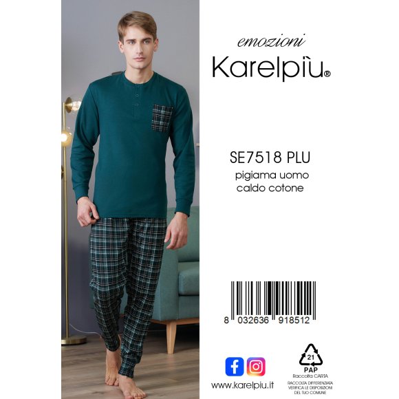 KAREL - PIGIAMA UOMO IN CALDO COTONE COD. SE7518PLU