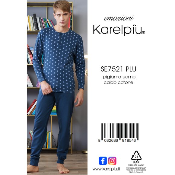 KAREL - PIGIAMA UOMO IN CALDO COTONE COD. SE7521PLU