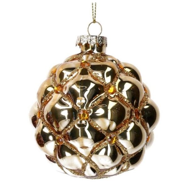 NATALE SFERA IN VETRO ORO 8CM 