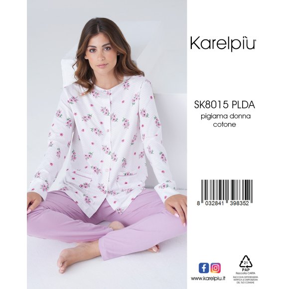 KAREL - PIGIAMA LUNGO APERTO DONNA COD.SK8015