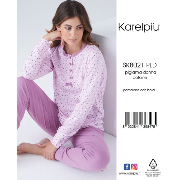 KAREL - PIGIAMA LUNGO DONNA IN COTONE COD. SK8021PLD