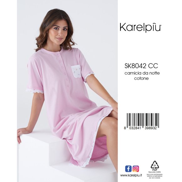 KAREL - CAMICIA DA NOTTE DONNA CON MEZZA MANICA COD.SK8042CC 