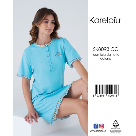 KAREL - CAMICIA DA NOTTE DONNA CON MEZZA MANICA COD.SK8093CC 