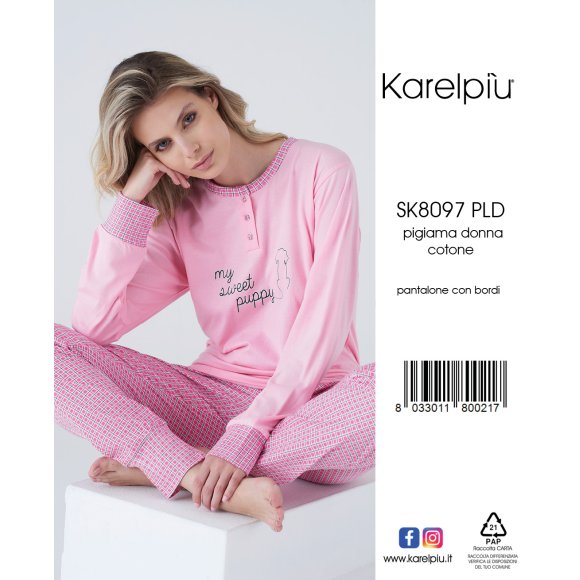 KAREL - PIGIAMA LUNGO DONNA IN COTONE COD.SK8097