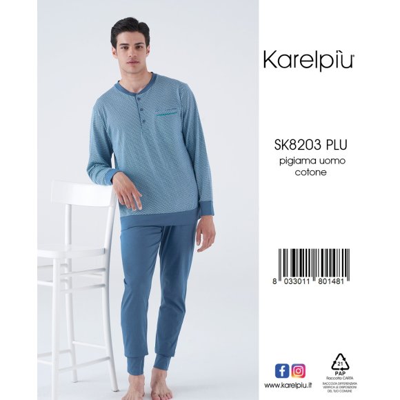 KAREL - PIGIAMA LUNGO UOMO IN COTONE COD.SK8203