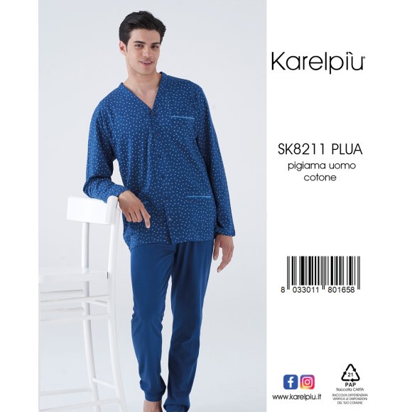KAREL - PIGIAMA APERTO UOMO IN COTONE COD.SK8211