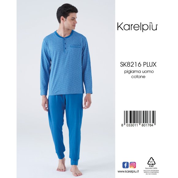KAREL - PIGIAMA CALIBRATO UOMO IN COTONE COD.SK8216