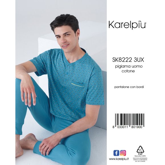 KAREL - PIGIAMA UOMO 3 PEZZI IN COTONE COD.SK82223UX 