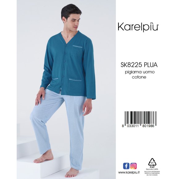 KAREL - PIGIAMA APERTO UOMO IN COTONE COD.SK8225
