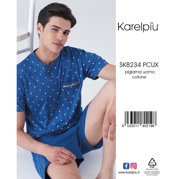 KAREL - PIGIAMA CALIBRATO UOMO MEZZA MANICA COD.SK8234