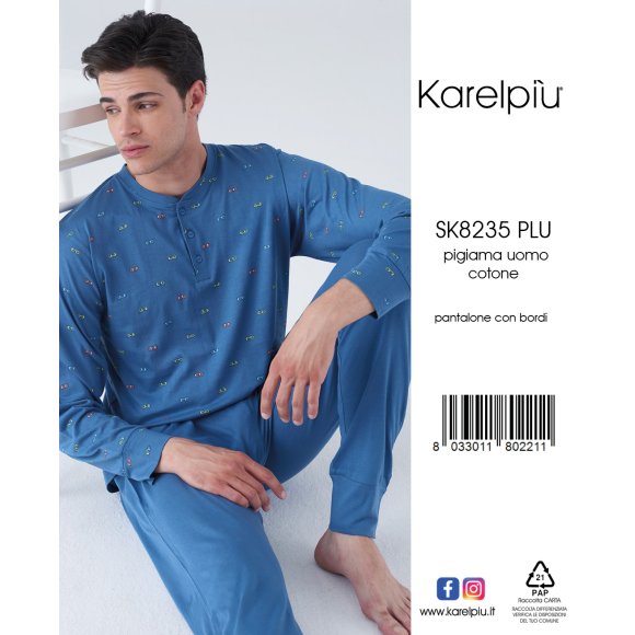 KAREL - PIGIAMA LUNGO UOMO IN COTONE COD.SK8235