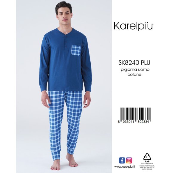 KAREL - PIGIAMA LUNGO UOMO IN COTONE COD.SK8240