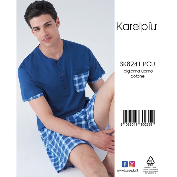 KAREL - PIGIAMA UOMO MEZZA MANICA COD.SK8241PCU 