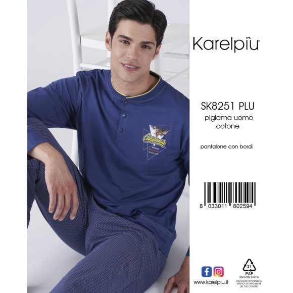 KAREL - PIGIAMA LUNGO UOMO IN COTONE COD.SK8251