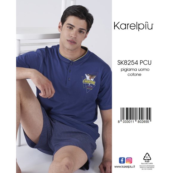 KAREL - PIGIAMA UOMO MEZZA MANICA COD.SK8254PCU 