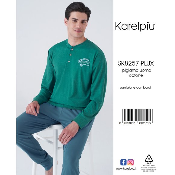 KAREL - PIGIAMA CALIBRATO UOMO IN COTONE COD.SK8257
